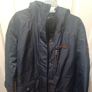 Navy blue Columbia winter coat.
